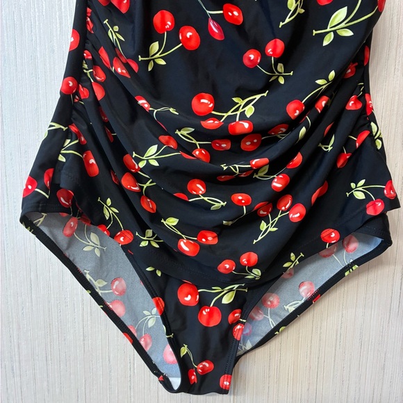 COCOSHIP Women's Halter Neck Retro Floral Swimsuit Ruching One Swimwear 3XL - Picture 3 of 8